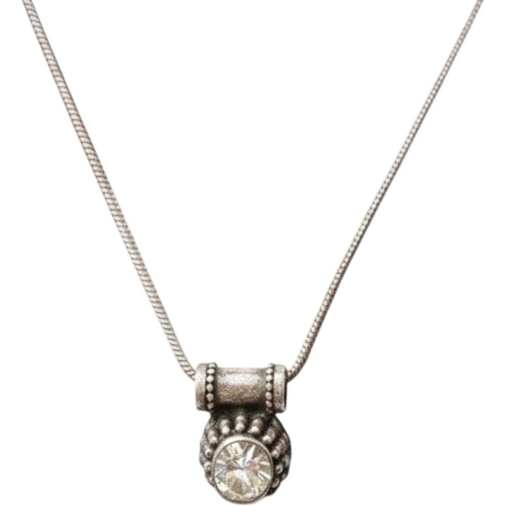 Vtg Topaz in Sterling Silver Pendant w Sterling Silver Necklace 21" Normcore